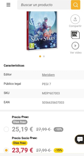 Sea of Stars Nintendo Switch por 23,79€(socios)