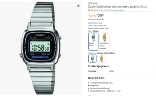 Casio Vintage Mini LA670WEA-1EF Dameshorloge voor €29 via Amazon