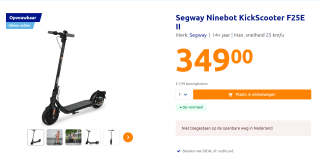 Segway Ninebot by Kickscooter F25E II (25 km/u) voor €349 bij de Action