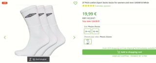 27 paar Umbro unisex sokken voor €19,99 bij Outlet46