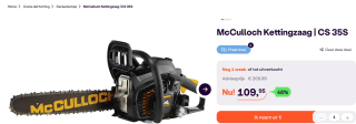 McCulloch CS 35S Benzine Kettingzaag: 35cc voor €109,95 bij Ibood