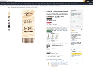 HAWAIIAN Tropic Hydrating Protection SPF 50 Loción Solar Protectora con Cintas de Seda Hidratantes Resistente al Agua hasta 12 Horas por solo 9,40€