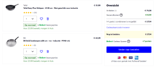 1+1 gratis op pannen van bv BK, DeBuyer, GreenPan & Tefal bij Bol