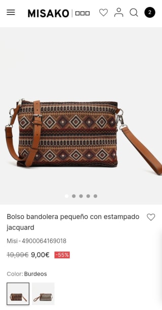 Bolso Bandolera pequeño con estampado jacquard por 9€.