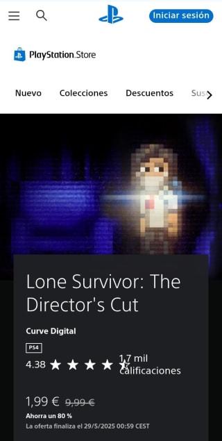 Lone Survivor : The Director's Cut PlayStation por 1,99€.