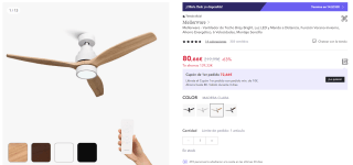 Mellerware Ventilador de Techo Brizy Bright por 80,66€ (cuenta nueva por 68,66€)