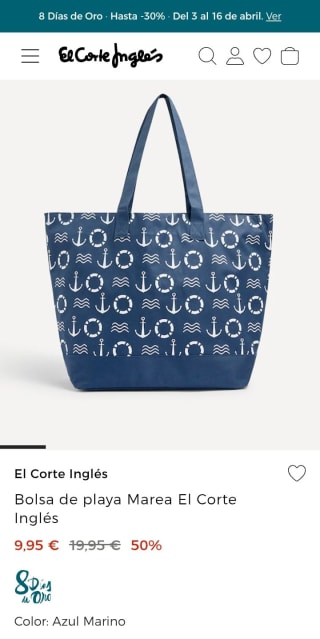 Bolsa de playa Marea El Corte Inglés por 9,95€.