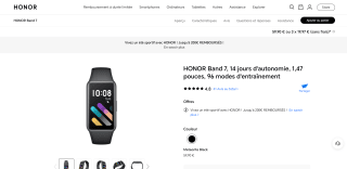 Bracelet connecté Honor Band 7 - Noir à 59,90€