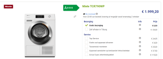 MIELE TCR 790 WP Eco & Steam Warmtepompdroger voor €1.999,20 bij Beterwitgoed