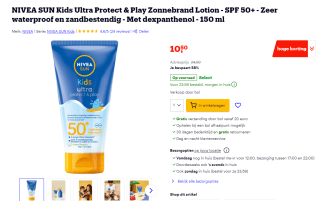 Nivea Sun Kids Ultra Protect & Play SPF50+ voor €10,50 bij Bol