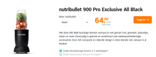Nutribullet Exclusive Blender - 900 Watt - Smoothie Maker voor €66 bij de AH