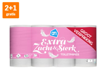AH Extra zacht en extra sterk toiletpapier 16 rollen 2+1 gratis bij de AH