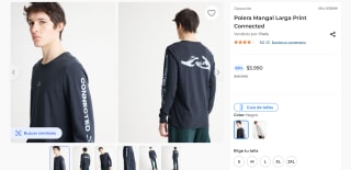 Polera Mangal Larga Print Connected por $5.990