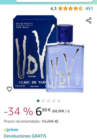 Ulric De Varens Udv Night Edt Vapo 100 ml por 6,80€.