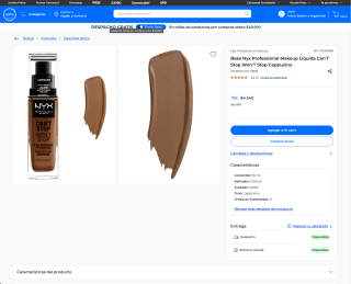 Base Nyx Professional Makeup Líquida Can'T Stop Won'T Stop Cappucino por solo $4.540