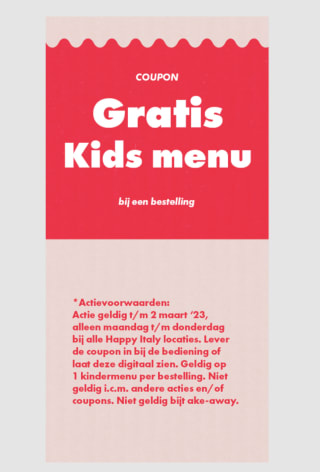 Gratis Happy Kids Menu bij bestelling van hoofdgerecht