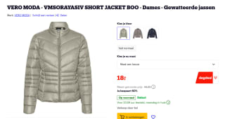 Vero Moda gewatteerde dames jas voor €18 bij Bol