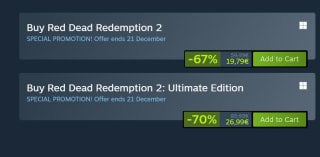 Red Dead Redemption 2 met tot 70% korting bij Steam