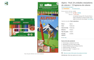 Marca Alpino - Pack 24 unidades rotuladores de colores + 12 lapiceros de colores por 4,76€