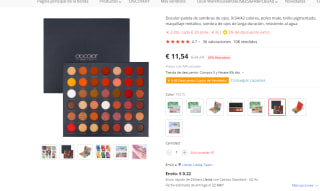 Marca Docolor paleta de sombras de ojos de 42 colores larga duración por 11,54€