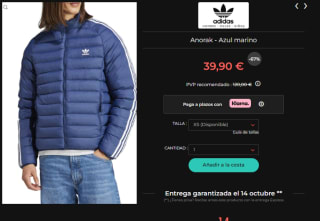 Chaquetas y anorak Adidas desde solo 14,90€ y ademas 10€ descuento EXTRA