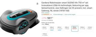 GARDENA robotmaaier smart SILENO life 750 m² incl. smart Gateway voor €881 bij Amazon