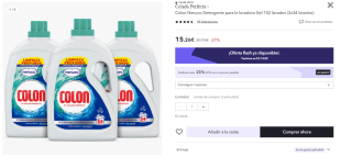 Pack 3 Colon Nenuco Detergente para la lavadora Gel 102 lavados en total por 11,44€