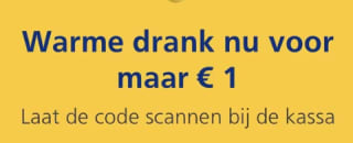 Warme drank voor €1 dmv barcode bij de NS