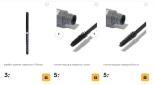 Alle mascara, eyeliners en wenkbrauw make-up 1+1 gratis bij de Hema