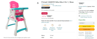 Descuento Amazon: Prinsel Silla Alta 2 en 1 por $991