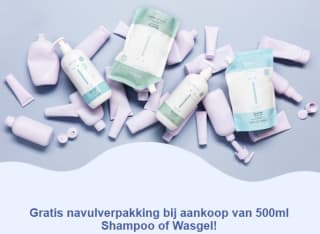 Gratis navulverpakking bij aankoop Shampoo of Wasgel van 500ml bij Naïf