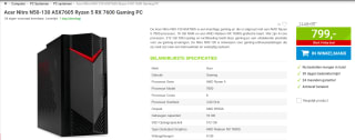 Acer Nitro N50-130 A5X7605 Ryzen 5 RX 7600 Gaming PC voor €799 bij Bol