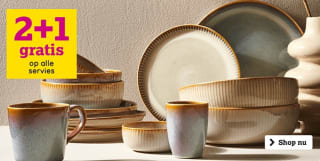 2+1 gratis op alle servies bij Leen Bakker