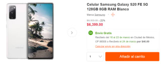 Samsung Galaxy S20 FE 5G 128GB a $6,399 en Linio
