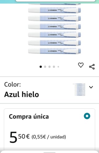 Stabilo pack de 10 marcadores florescentes por 5,50€.