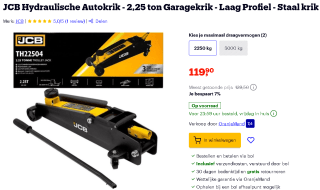 JCB Hydraulische Autokrik 2,25 ton Garagekrik voor €119,90