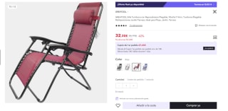 Silla Tumbona con Reposabrazos Plegable por 32.3€ (Cuenta Nueva 22.3€)