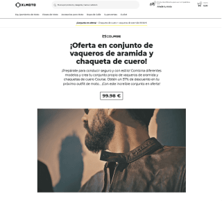 Chaqueta de moto de cuero + vaqueros moto refuerzo aramida por 99,98€