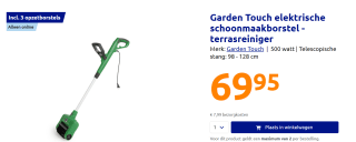 Garden Touch elektrische schoonmaakborstel - terrasreiniger voor €69,95 in de Action webshop,