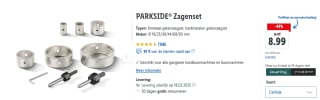 PARKSIDE gaten-zaagset voor €8,99 in de Lidl webshop