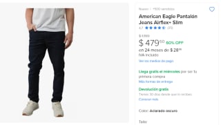 Jeans American Eagle Airflex+ Slim por $480 | Descuento Mercado Libre