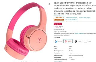 Belkin SOUNDFORM Draadloze On-Ear Koptelefoon voor Kinderen - Inclusief gehoorbescherming - Roze voor €9,73 bij Amazon