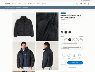 Chaqueta acolchada con cuello alto y estilo cuadrado Negra por 28,99€