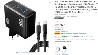 INIU 100 W USB 3.0 - USB C oplader met 3 poorten voor €22,76 via Amazon