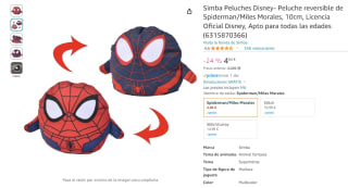 Simba Peluches Disney Peluche reversible de Spiderman/Miles Morales por 4,84€