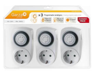 Pack de 3 temporizadores analógicos mini Garza Power por 8,99€