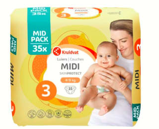 Kruidvat 3 Midi Luiers Midpack met 50% korting dmv barcode