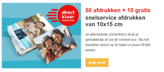 Gratis 10 extra foto's per set van 50 bij HEMA