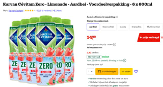 Karvan Cévitam Aardbei Zero 1 doos x 6 stuks voor €14,99 bij Bol