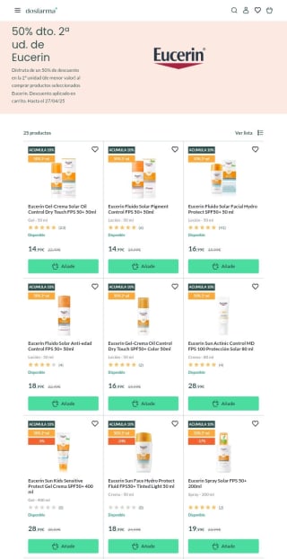 -50% de Descuento en la Segunda Unidad de Eucerin.